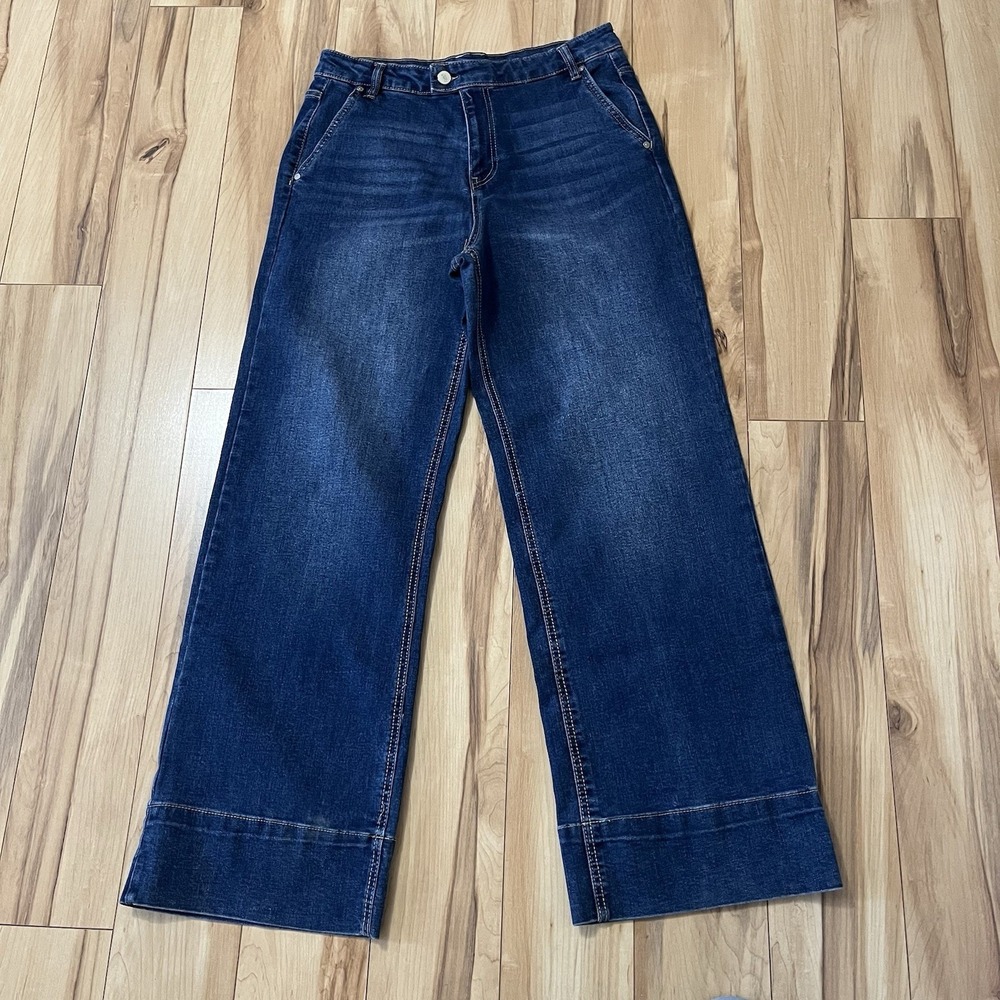 Oat New York High-Rise Wide-Leg Jeans in Dark Blue